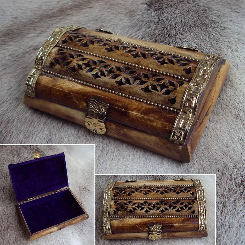 Carved With Brass Bone Jewellery Box